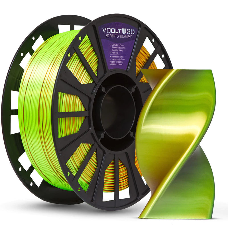 Filamento PLA Tri Color Azul / Laranja / Verde Neon V-Silk High Speed Premium 1kg - comprar online